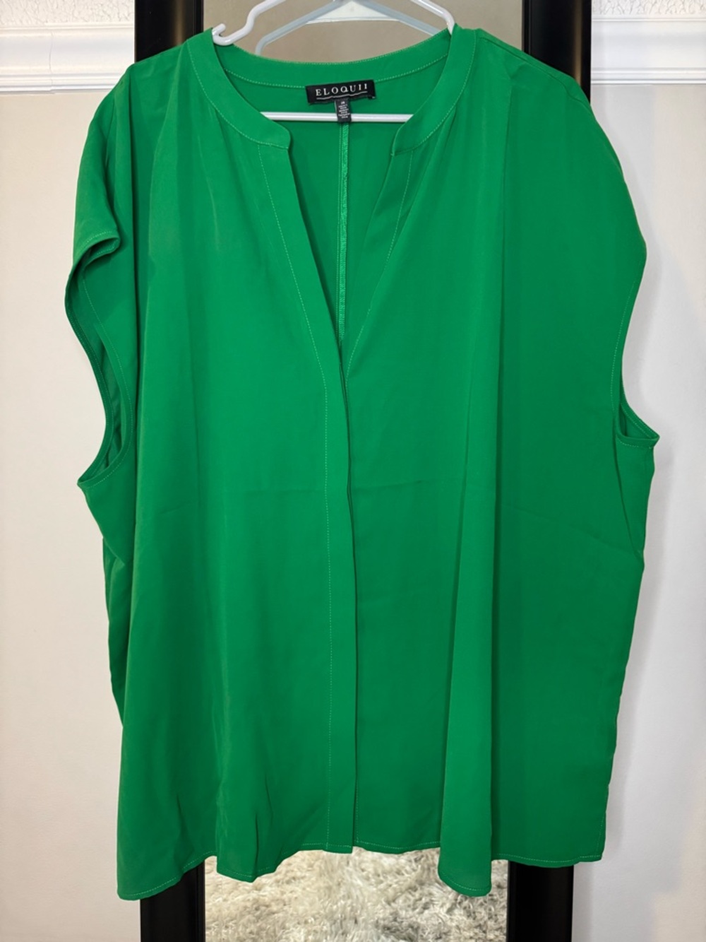 Eloquii Bright Green Sleeveless Split-Neck Tank